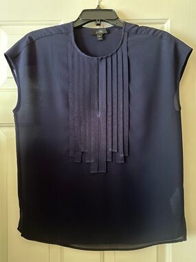 J. Crew Navy Pleated Front Cap Sleeve Camisole- 00